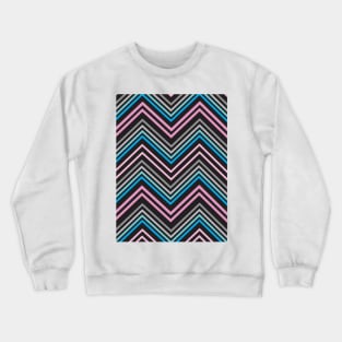 Turquoise Blue Pink Gray and Black Chevron Abstract Pattern Crewneck Sweatshirt